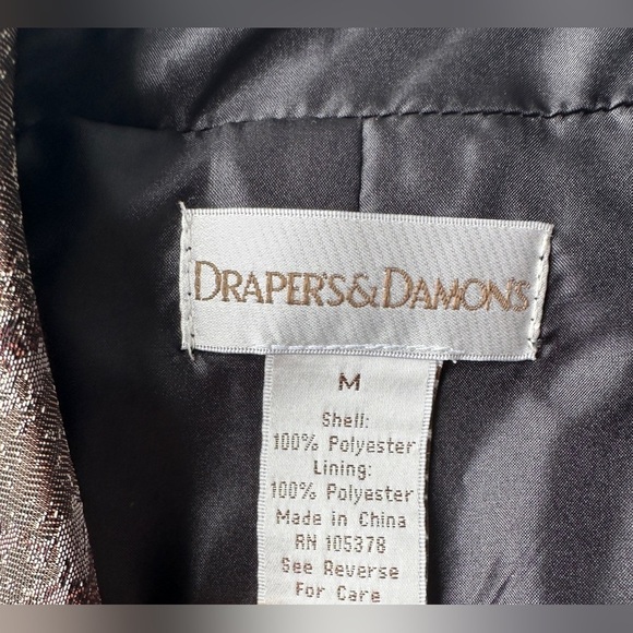Vintage Draper’s & Damon’s Brown Lightweight Shiny Lined Jacket Women’s Medium - Picture 2 of 7